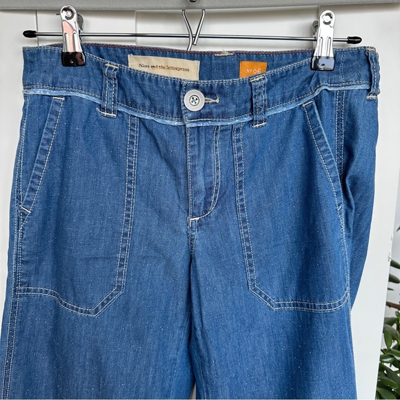 Pilcro and the Letterpress Pilcro Wide Leg Chambray Jeans, NWOT Size 6 - Picture 4 of 10